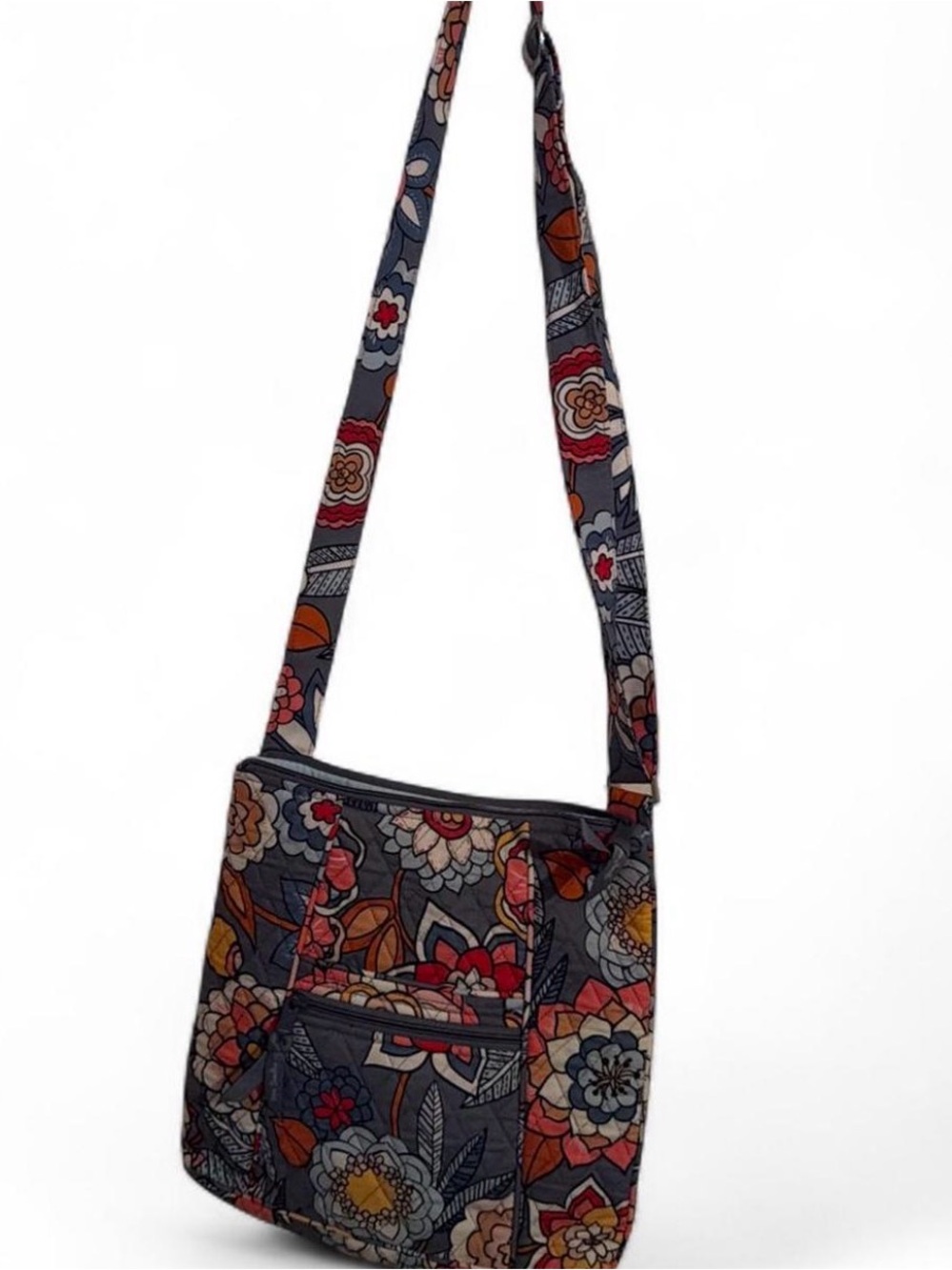 Vera Bradley Floral Crossbody Shoulder Bag in Gray and Multicolor
